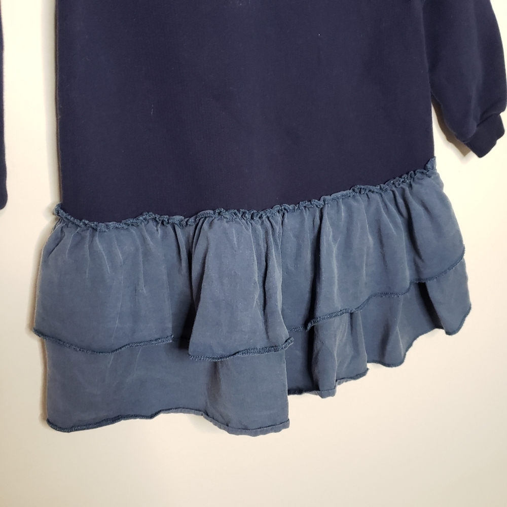 Zara 2-3Y Toddler Girl Cosmos Navy and Blue Ruffled Sweatshirt Dress - Picture 6 of 8